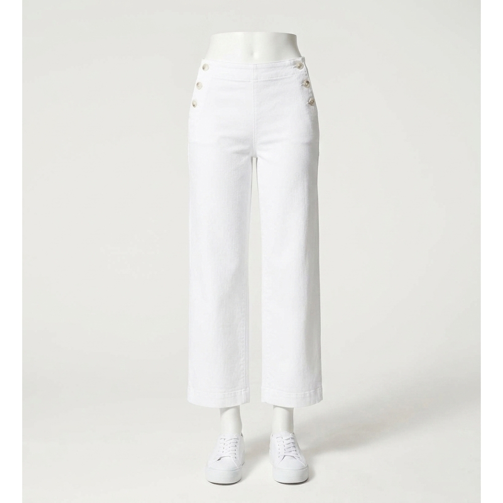 NEW SPANX stretch twill cropped wide leg pants in white
